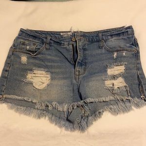 Thrifted denim cutoff shorts